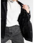 1520-12 ЧЕРНЫЙ МЕХ джинсовая куртка женская с незначительным дефектом (1 ед. размеры: L): артикул 1130858