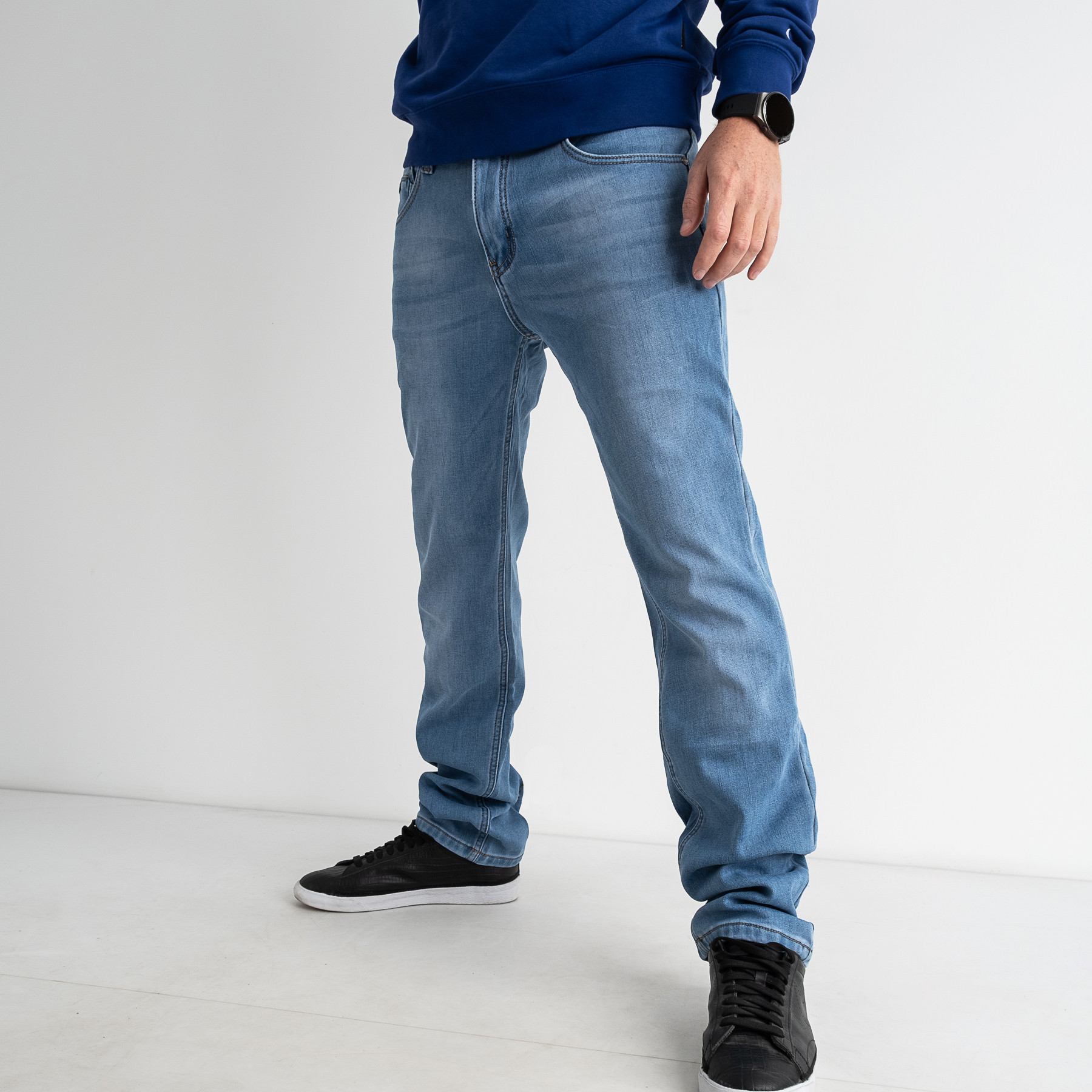 8611 ГОЛУБЫЕ Goodavina ПОЛУБАТАЛЬНЫЕ джинсы мужские стрейчевые на флисе ( 8 ед. размеры: 32.33/2.34/2.36/2.38)