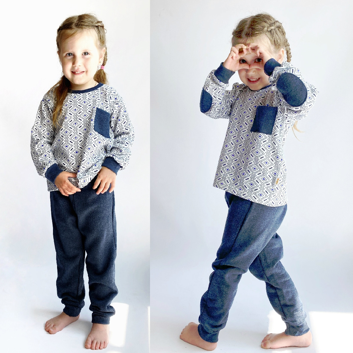 1049-7 СИНЯЯ Бома пижама на ребенка 3-6 лет на байке (4 ед. размеры: 98.104.110.116)