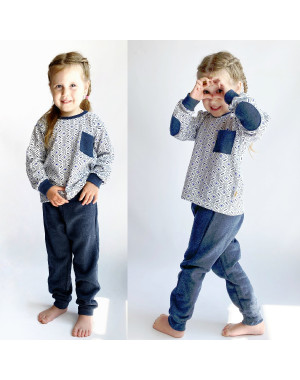 1049-7 СИНЯЯ Бома пижама на ребенка 3-6 лет на байке (4 ед. размеры: 98.104.110.116)