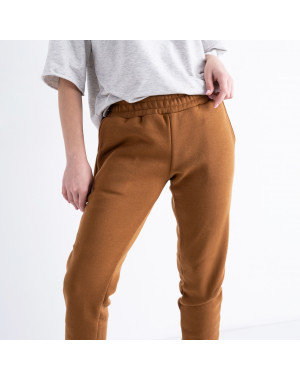 21113-8 КОРИЧНЕВЫЕ спортивные штаны женские из трехнитки на флисе (4 ед. размеры: S.M.L.XL)