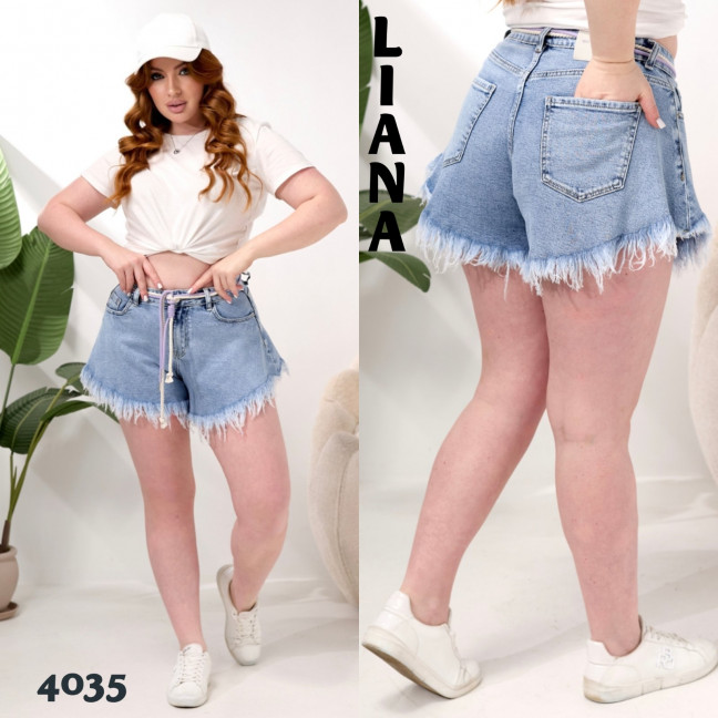 4035# голубые женские шорти, стрейч-коттон (6 ед, размеры полубатал: 28-33) выдача на следующий день Liana: артикул 1160158