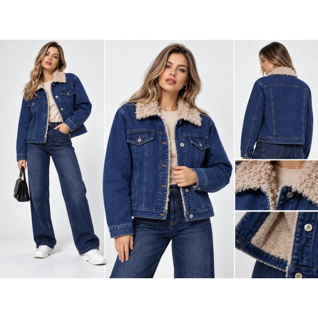 0055 * синя жіноча джинсова куртка на хутрі (New Jeans, 6 од, розміри норма: S. M. L. повторюються) видача наступного дня New Jeans New Jeans: артикул 1165704
