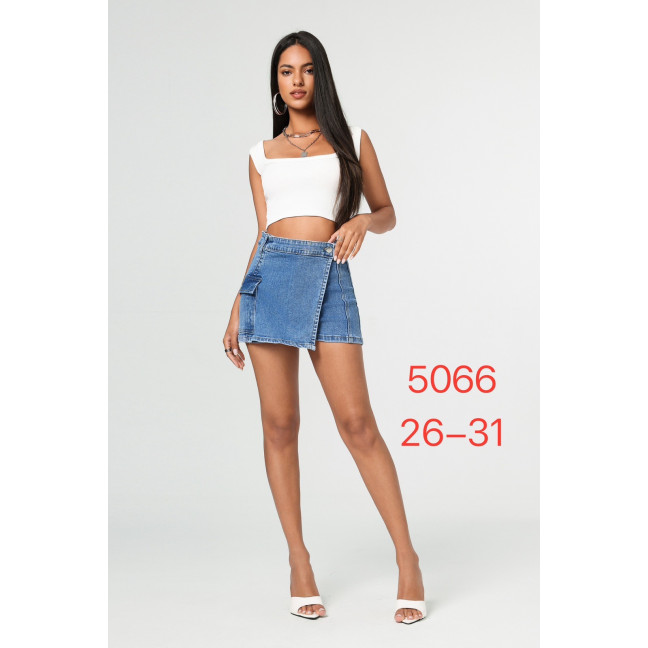5066# голубые женские шорты-юбка (New Jeans, стрейч, 6 ед, размеры норма: 26-31) выдача на следующий день New Jeans: артикул 1161119