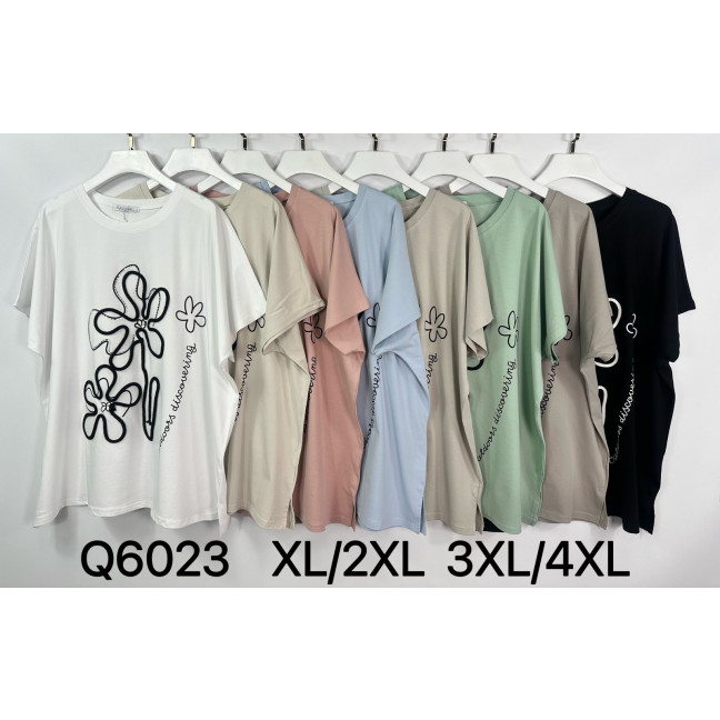 6023# микс цветов женская футболка (Kiss me, 10 ед, размеры батал: 2XL-4XL) выдача на следующий день Kiss me: артикул 1161079