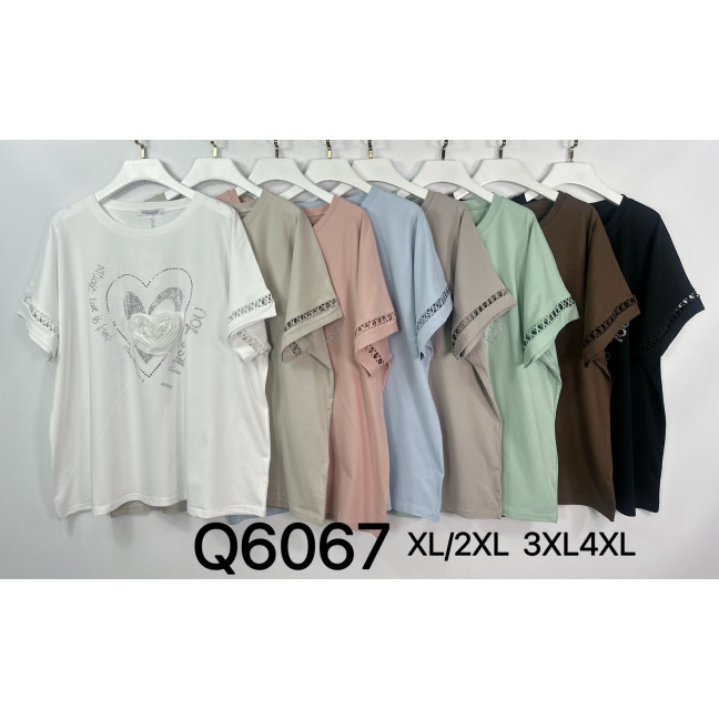 6067# микс цветов женская футболка (Kiss me, 10 ед, размеры батал: 2XL-4XL) выдача на следующий день Kiss me: артикул 1161078