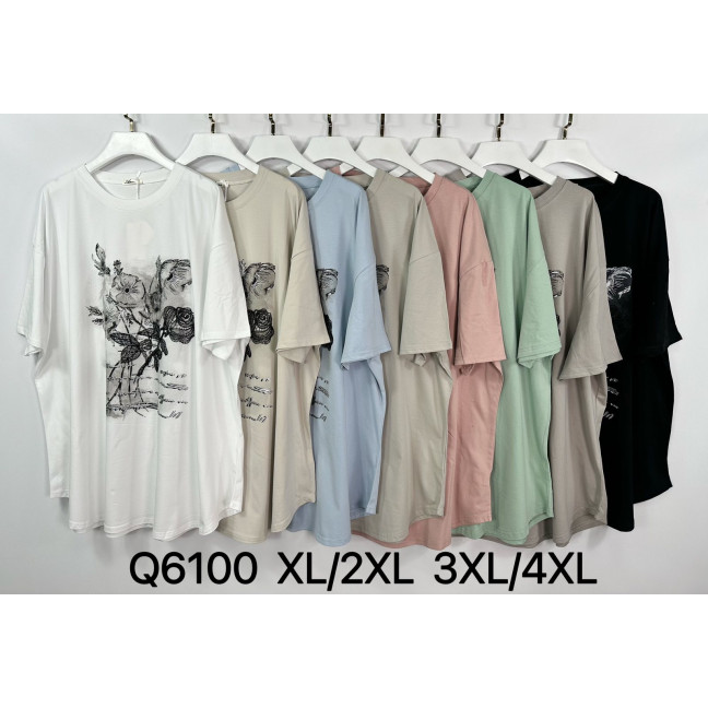 6100# микс цветов женская футболка (Kiss me, 10 ед, размеры батал: 2XL-4XL) выдача на следующий день Kiss me: артикул 1161065