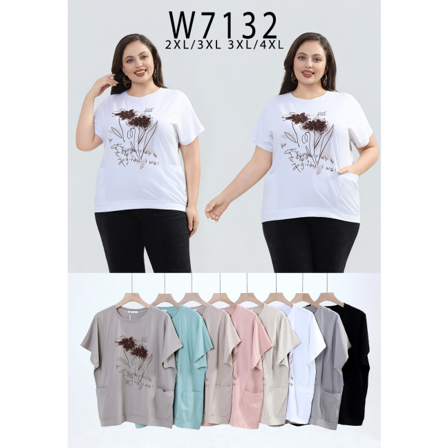 7132# микс цветов женская футболка Kiss Me (10 ед, размеры батал: 2XL-4XL) выдача на следующий день Kiss me: артикул 1159894
