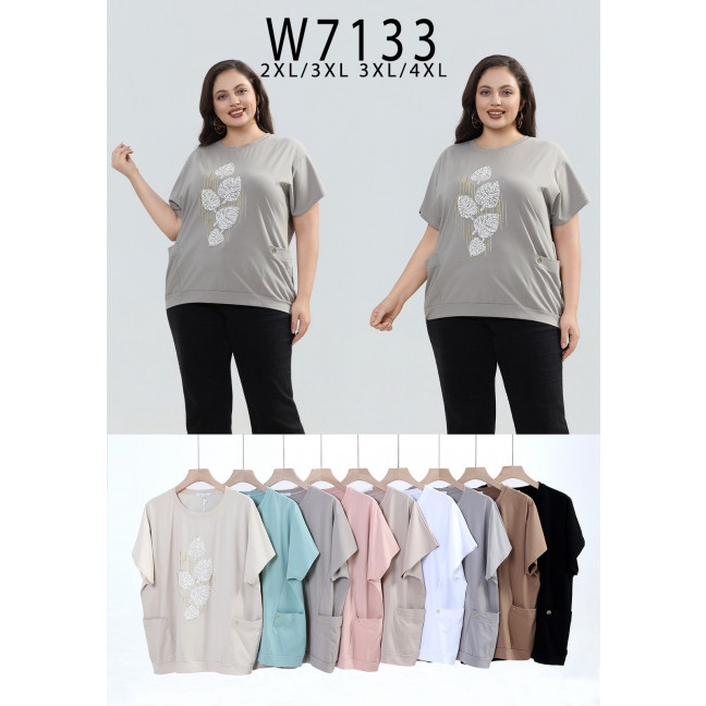 7133# микс цветов женская футболка Kiss Me (10 ед, размеры батал: 2XL-4XL) выдача на следующий день Kiss me: артикул 1159895