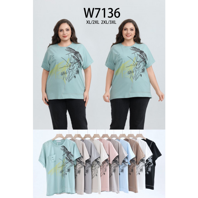 7136 # микс цветов женская футболка (Kiss Me, 10 ед, размеры батал: xl-3xl) выдача на следующий день Футболка: артикул 1162994