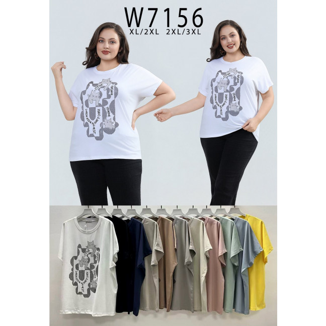 7156# микс цветов женская футболка Kiss Me (20 ед, размеры батал: XL-3XL) выдача на следующий день Kiss me: артикул 1159891