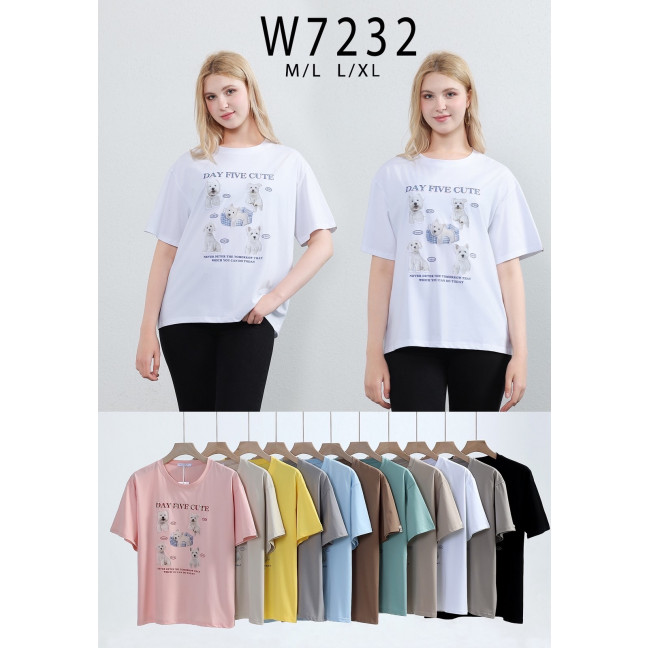 7232 # микс цветов женская футболка (10 ед, размеры норма: M-XL) выдача на следующий день Kiss me: артикул 1162795