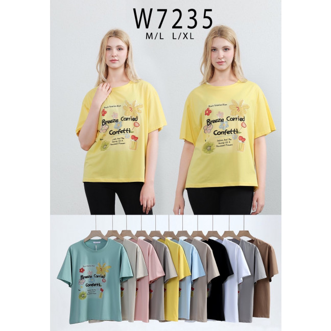 7235 # микс цветов женская футболка (10 ед, размеры норма: M-XL) выдача на следующий день Kiss me: артикул 1162796