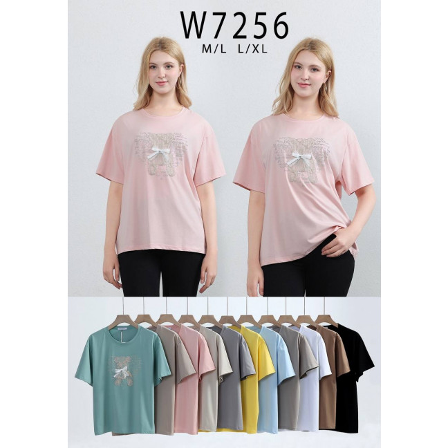 7256 # микс цветов женская футболка (10 ед, размеры норма: M-XL) выдача на следующий день Kiss me: артикул 1162794