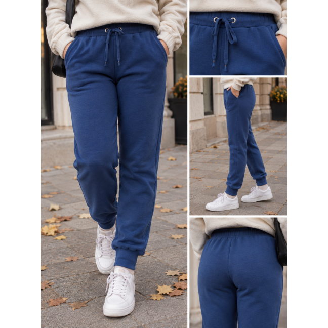 7287-21 # синие женские спортивные штаны на флисе (Турция, флис, 6 ед, размеры норма: S, M ,L XL, +2 , оттенок манжет может отличаться) Спортивные штаны: артикул 1164834
