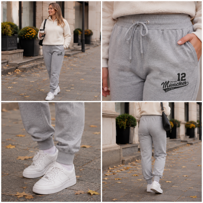 8288-61 # серые женские спортивные штаны на флисе (Турция, флис, 6 ед, размеры норма: M/2, L/2, XL/2, отттенок манжета может отличаться ) Спортивные штаны: артикул 1164841