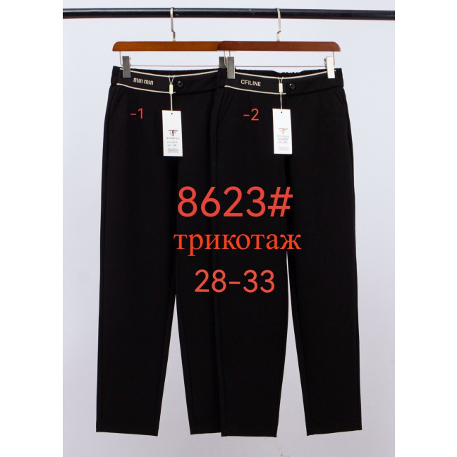 8623# черные женские брюки Fudeyan (трикотаж, 6 ед, размеры полубатал: 28-33) выдача на следующий день FUDEYAN: артикул 1160037