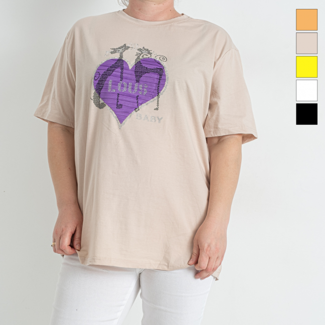 62137-88 пять цветов женская футболка (6 ед. универсальный полубатальный размер: 48-52) Nana: артикул 1146671