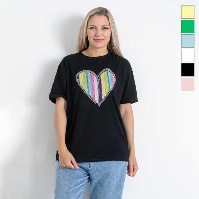 6225-88 шесть цветов женская футболка (6 ед. универсальный полубатальный размер: 48-52) Nana: артикул 1146678