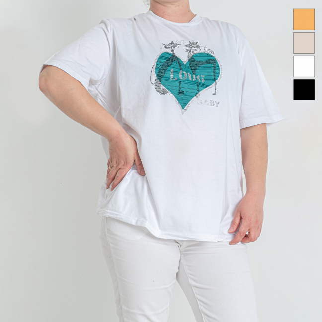 62137-55 четыре цвета женская футболка (5 ед. универсальный полубатальный размер: 48-52) Nana: артикул 1146672