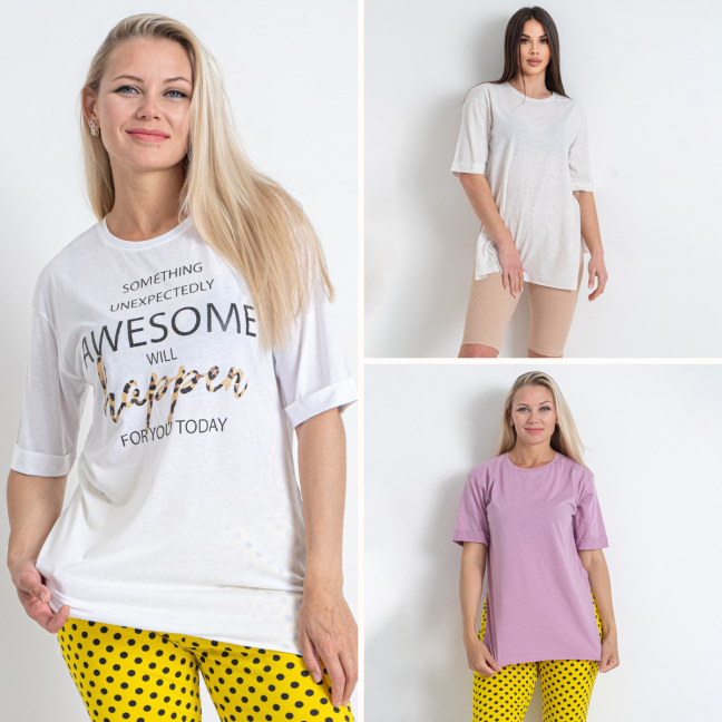 3742-99 три модели в трех цветах женская футболка (HEYC, 100% коттон, 3 ед. размеры норма: M. М. L) Heyc: артикул 1146882