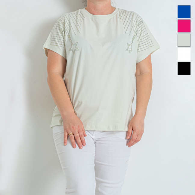 5669-77 пять цветов женская футболка (6 ед. универсальный полубатальный размер: 48-52) Nana: артикул 1146670