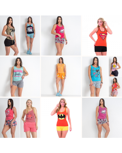 8127-88 микс моделей и расцветок женская пижама (20 ед. универсальный размер нормы: 44-48) Пижама