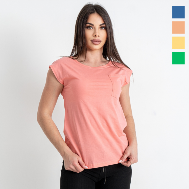 9635 микс расцветок женская футболка (хлопок Узбекистан, карман на груди, 6 ед. размеры норма: 42. 44. 46. 48. 50. 52) Футболка: артикул 1144818