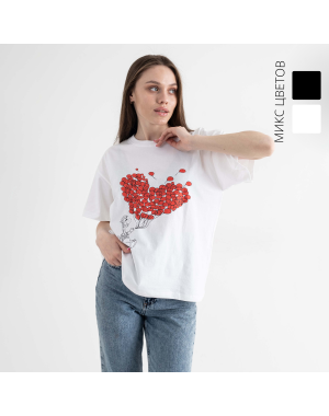 1658 МИКС 2-Х ЦВЕТОВ футболка женская с принтом (2 ед. размеры: универсал 42-46)