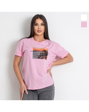 50151 белая и розовая женская футболка (MINIMAL, 5 ед. размеры на бирках S. M, соответствуют 44-46, 48-50, норма-полубатал)