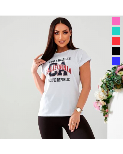 6524 микс расцветок Турецкая женская футболка (стрейч-коттон, 5 ед. один универсальный размер: полубатал-батал) Футболка