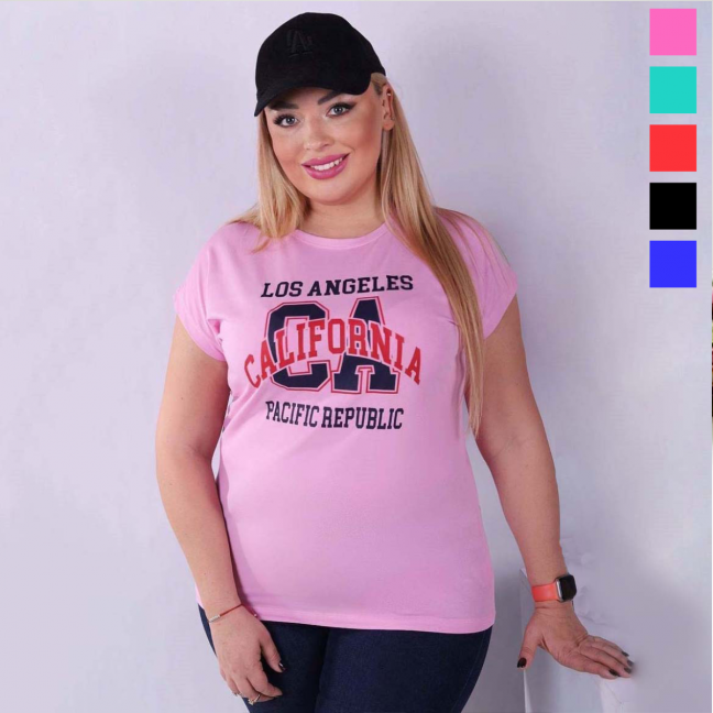 6524 Турецкая  микс расцветок женская футболка (стрейч-коттон, 5 ед. один универсальный размер: полубатал-батал) Футболка: артикул 1142557