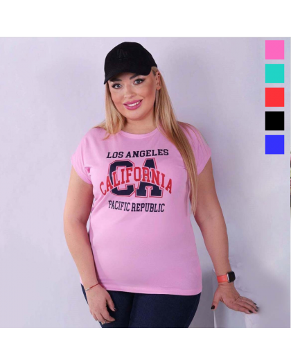 6524 Турецкая  микс расцветок женская футболка (стрейч-коттон, 5 ед. один универсальный размер: полубатал-батал) Футболка
