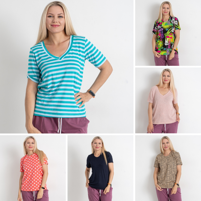 7825-99 микс моделей и расцветок женская футболка (SARA, 4 ед. размеры полубатал: 46-54, могут отличаться) Sara: артикул 1145885