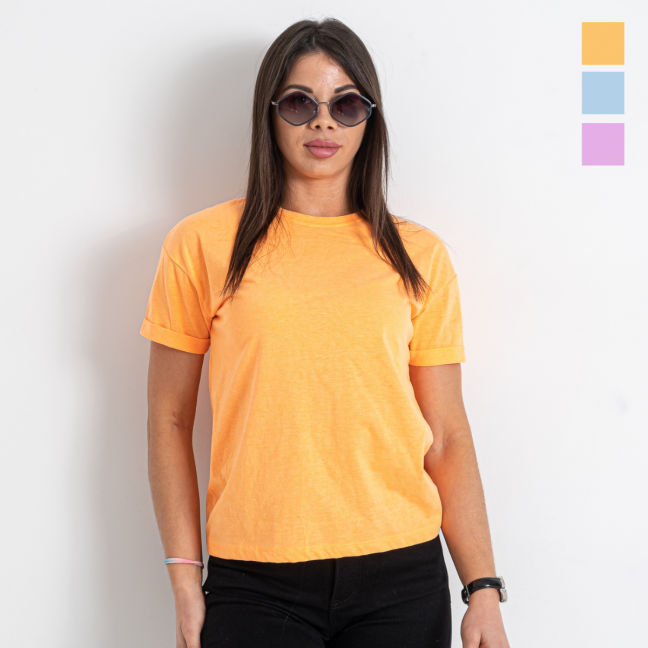 50125 голубая, оранжевая и сиреневая женская футболка (MINIMAL, 5 ед. размеры на бирках S. M, соответствуют 44-46, 48-50, норма-полубатал) Minimal: артикул 1144727