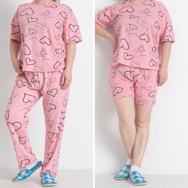 19067-4* розовая женская пижама-тройка (4 ед. размеры полубатал: L. XL. 2XL. 3XL) выдача на следующий день Пижама: артикул 1146194