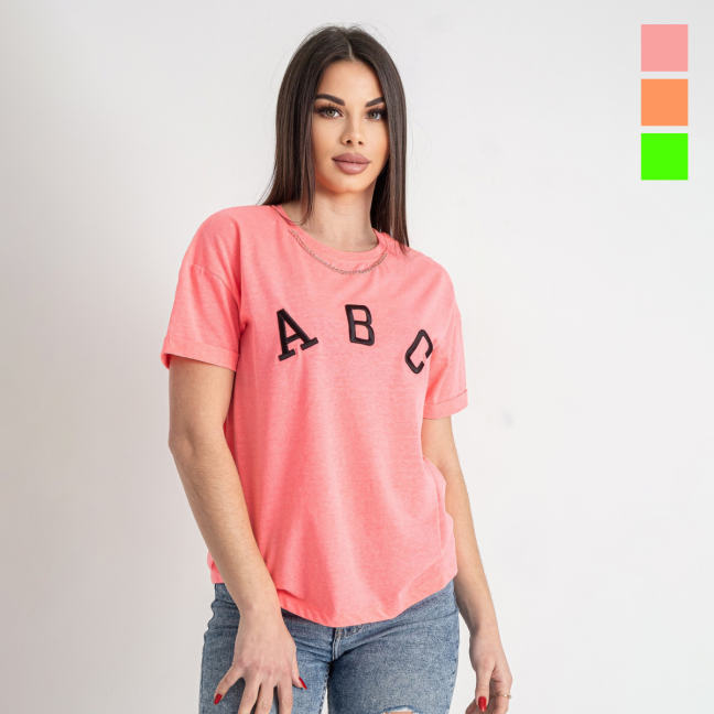 50150 салатовая, розовая и оранжевая женская футболка (MINIMAL, 5 ед. размеры на бирках S. M, соответствуют 44-46, 48-50, норма-полубатал) Minimal: артикул 1144752