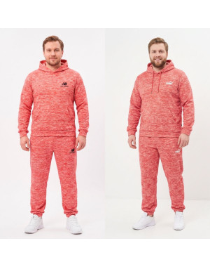 4971-599 мультибрендовый красный мужской спортивный костюм (двухнитка, с капюшоном, 5ед, размеры полубатал: 50, 52, 54, 56, 58)