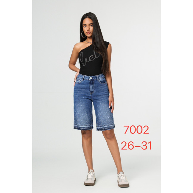 7002-2# синие женские джинсовые шорты с камнями (New Jeans, 6 ед, размеры норма: 26-31) выдача на следующий день Шорты: артикул 1161188