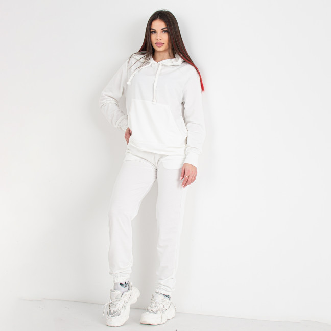 9991-10 белый женский спортивный костюм (двунитка, 4 ед. размеры норма: M-2XL) Спортивный костюм: артикул 1142069