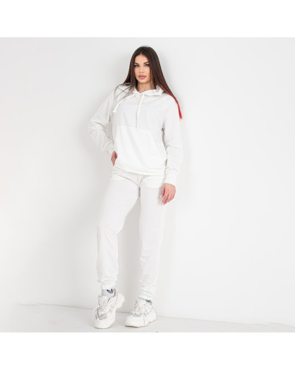 9991-10 белый женский спортивный костюм (двунитка, 4 ед. размеры норма: M-2XL) Спортивный костюм