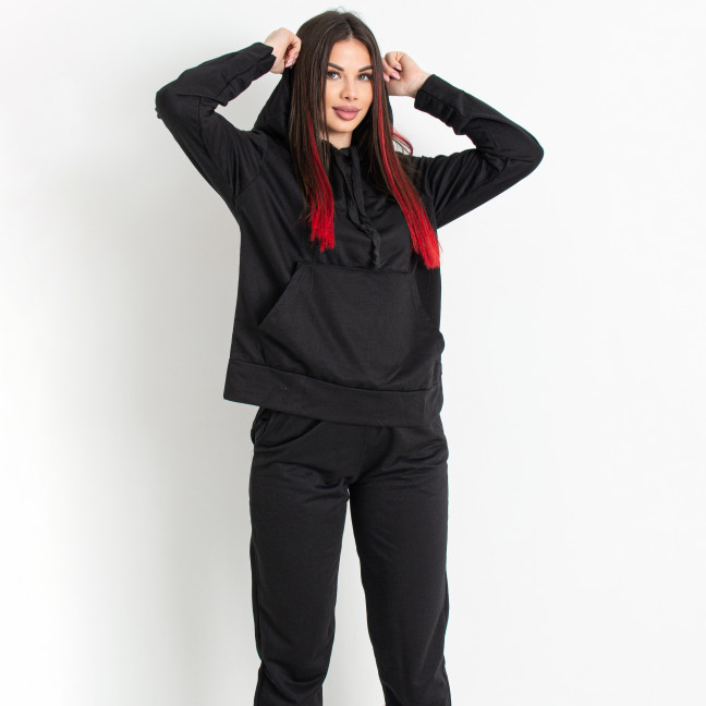 9991-1 черный женский спортивный костюм (двунитка, 4 ед. размеры норма: M-2XL) Спортивный костюм: артикул 1142061