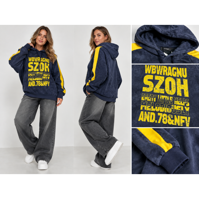2901-2 синій жіночий худи (двохнитка, з капюшоком, 1 од., універсальний розмір норма: S-L) Спортивна Кофта Спортивна кофта: артикул 1165644