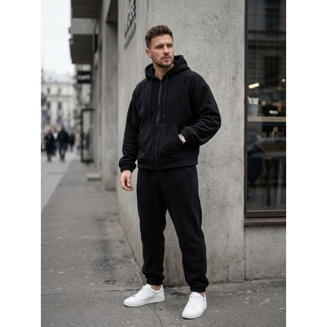 0738-1 чорний чоловічий спортивний костюм (5'TH AVENUE, турецький полар-фліс, кофта на змійці, з капюшоном, 3 од. розміри норма: 48, 50, 52)  5`th Avenue: артикул 1165229