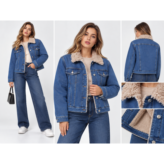 0055-1* синя жіноча джинсова куртка на хутрі (new jeans, 3 ед, розміри норма: s. m. l) видача на наступний день New Jeans New Jeans: артикул 1158111
