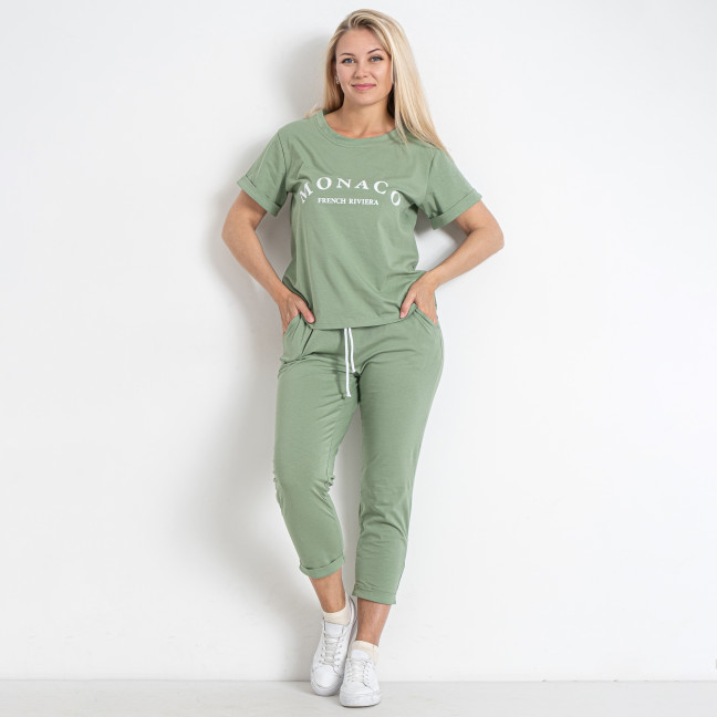0167-73 зеленый женский спортивный костюм (футболка + штаны) (5'TH AVENUE, 3 ед. размеры полубатал: 48. 50. 52) 5`th Avenue: артикул 1146550