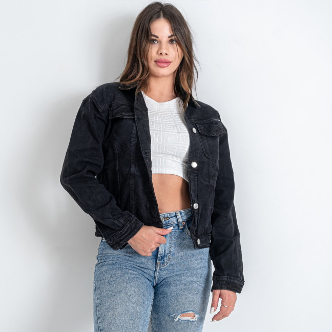 2250-1 черная женская джинсовая куртка (RELUCKY, стрейчевая, 6 ед. размеры норма: S. S. M. M. L. L) Relucky: артикул 1146103