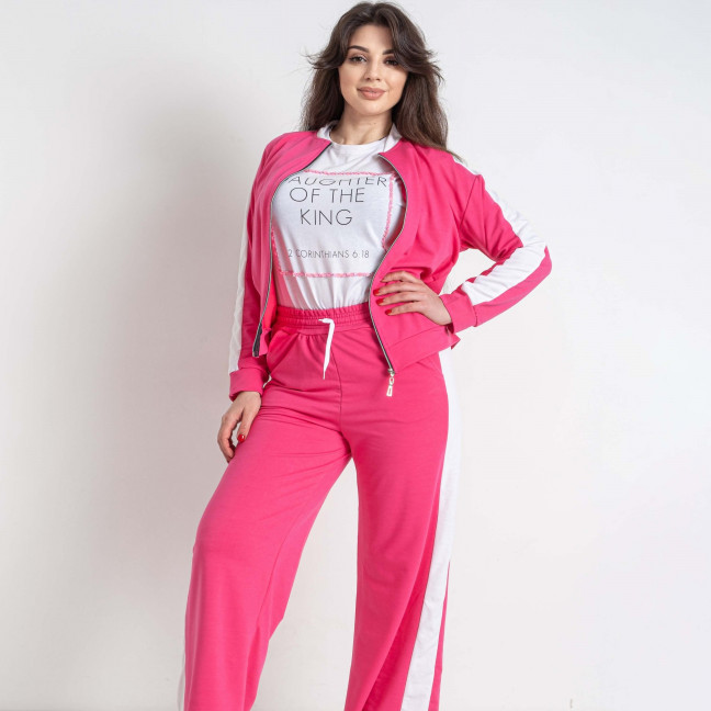 9835-25 розовый женский спортивный костюм (двунитка, 4 ед. размеры полубатал: 48. 50. 52. 54) Спортивный костюм: артикул 1144442