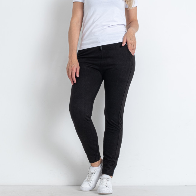1096-1 черные женские спортивные штаны (на манжете, 5 ед. размеры на бирках полубатальные XL-5XL соответствуют L-4XL) Спортивные штаны: артикул 1141774