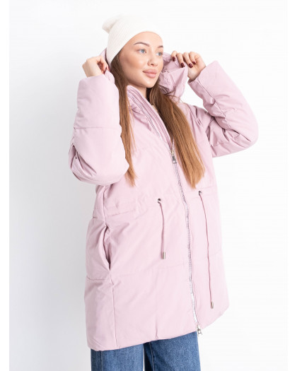 1010-4 пудровая женская куртка (с капюшоном, 4 ед. размеры норма: M. L. XL. 2XL)                                         Куртка